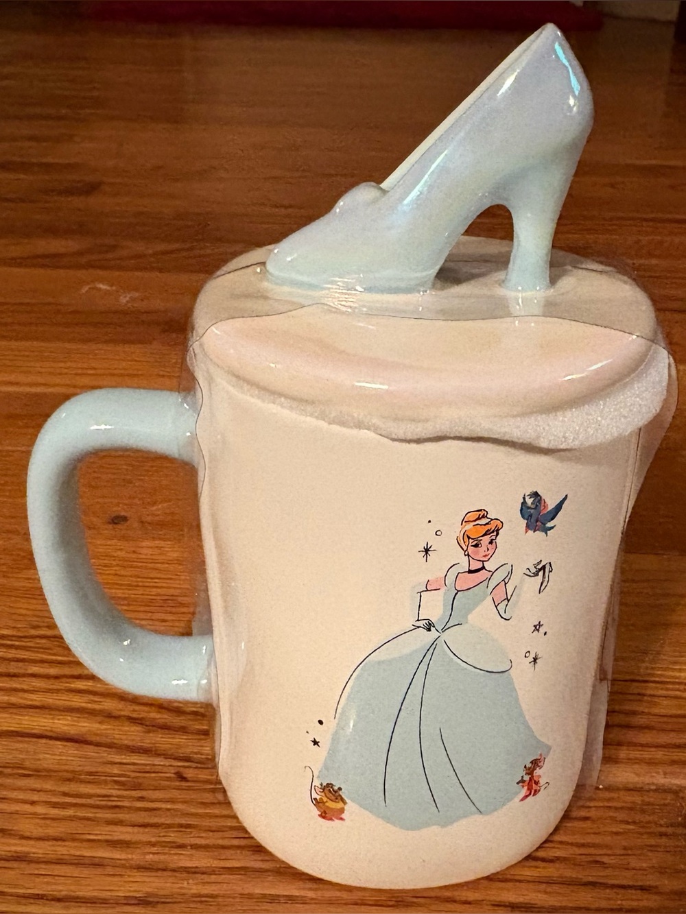 Disney Rae Dunn Cinderella Mug with Glass Slipper Topper, NEW